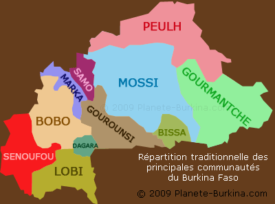carte de la rpartition des communauts ethniques du Burkina Faso